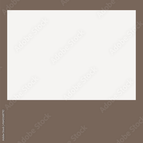 Brown frame, rectangle off white collage element vector