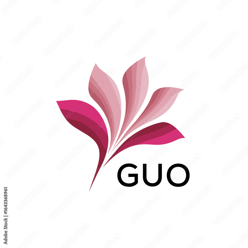Obraz premium GUO Modern Floral Abstract Logo Design, GUO Later Logo, Minimalist Nature Inspired Logo 