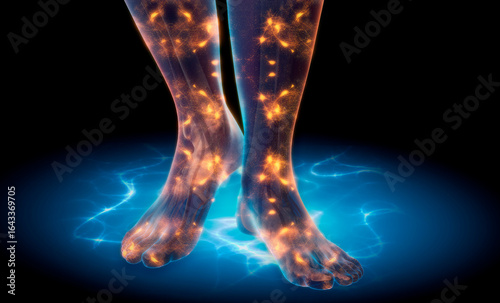 Photos Restless Legs Syndrome RLS - Highlighted nerves showing 
Neuropathic foot and le