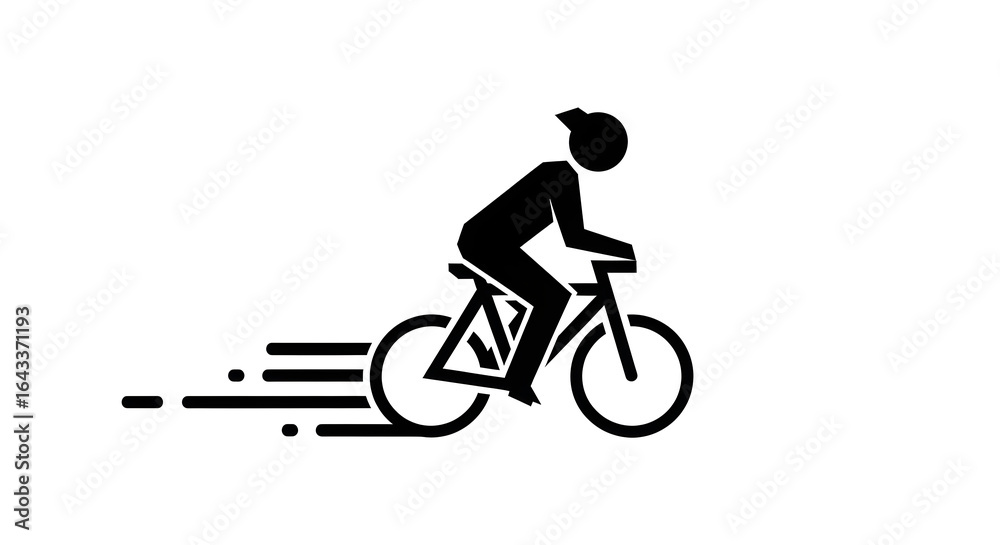 Obraz premium Fast-Paced Cyclist Silhouette with Motion Lines for Sports and Fitness Campaigns