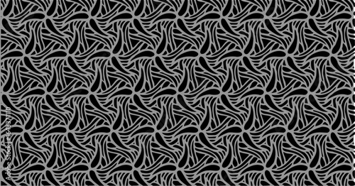 Modern black-and-white design with interlocking swirls, delivering an elegant and dynamic seamless pattern.