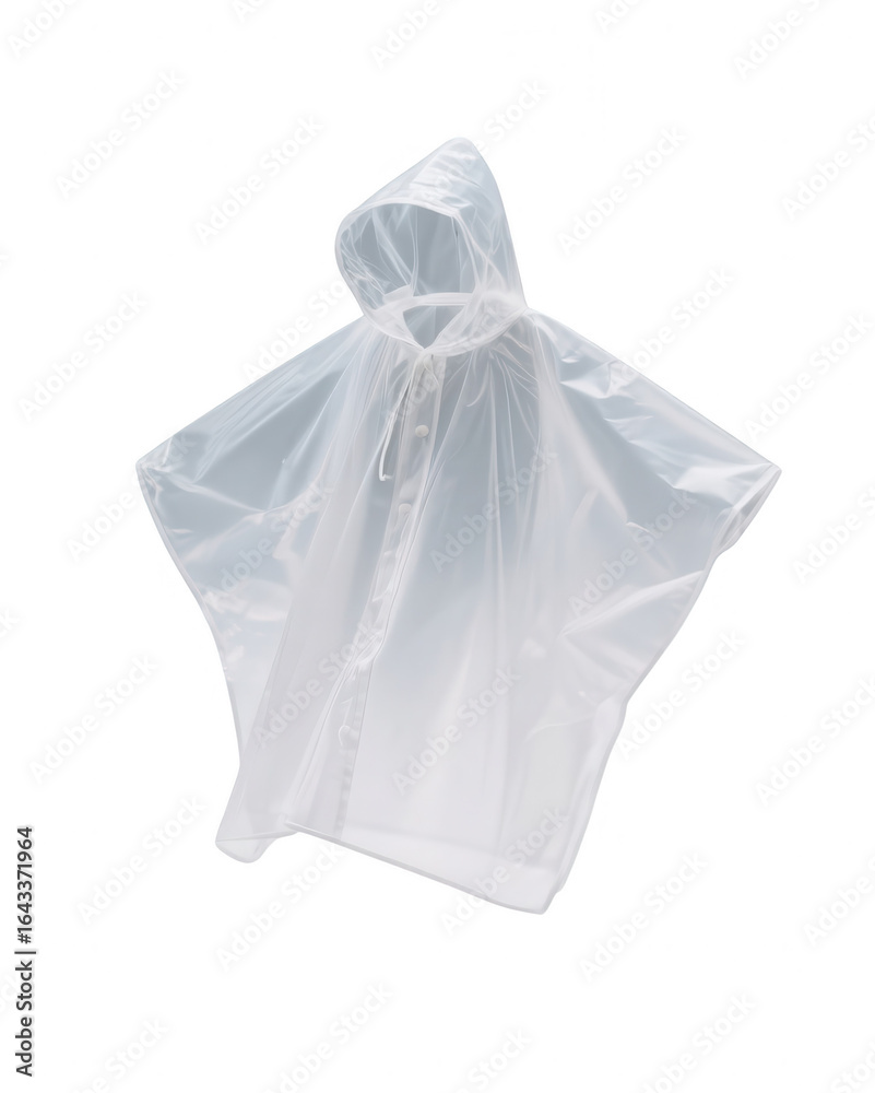 Obraz premium Transparent Rain Poncho on White Background
