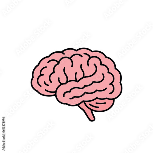 Cartoon Pink Human Brain Illustration