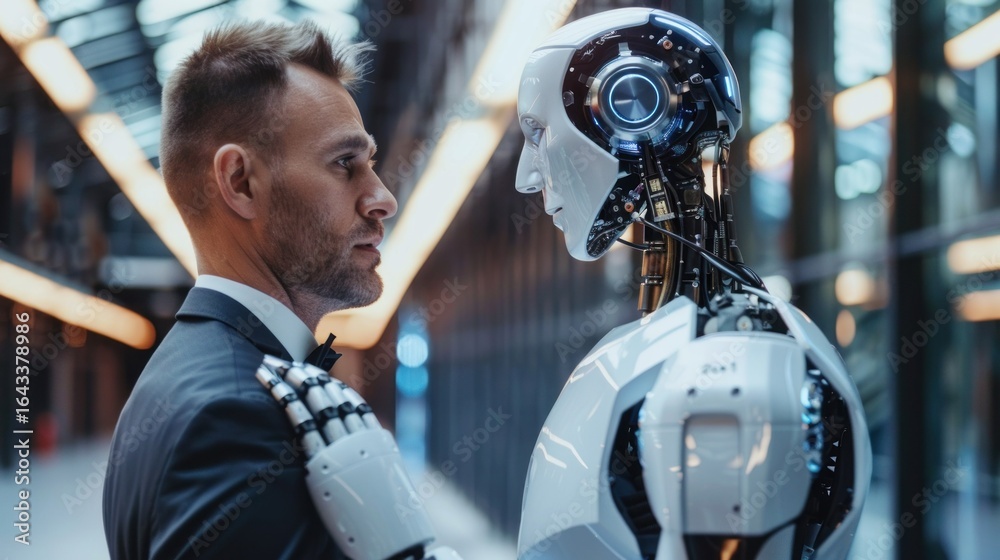 Fototapeta premium Businessman using AI assistant