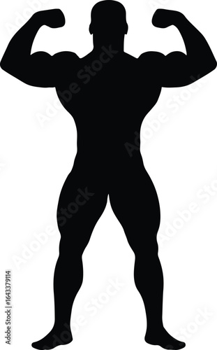 Muscular Bodybuilder Silhouette in a Strong Pose