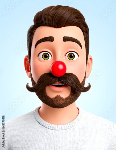 Cartoon man with red nose and mustache (1)