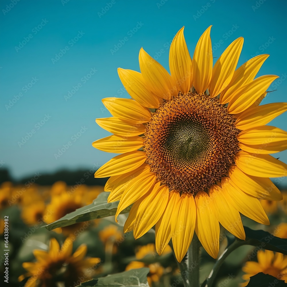 Fototapeta premium Vibrant Sunflower Against a Clear Summer Sky
