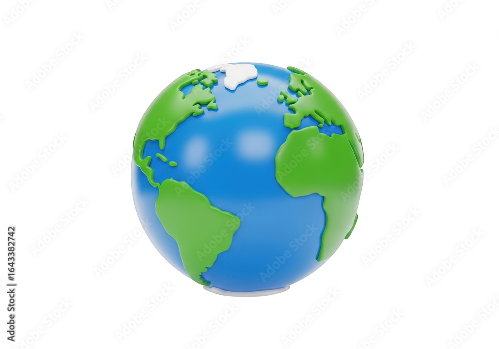 Fototapeta premium 3D Render of Earth Globe with Green Continents and Blue Oceans on a Checkered Background, Ideal for Global, Environmental, and Educational Themes
