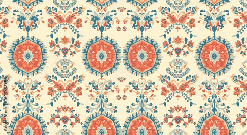 Traditional ethnic floral pattern textile design
