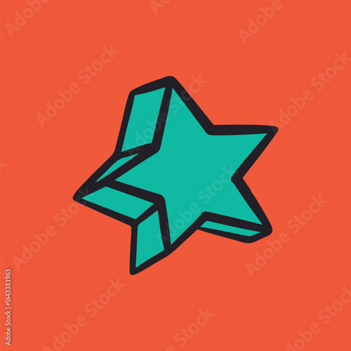 Colorful star shape retro element vector