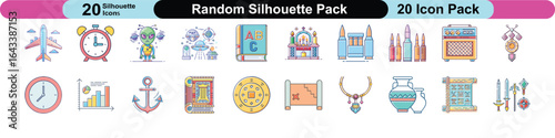 Collection of Vector Icons from Random Silhouette Pack Illustration, Colorful Design icon pack