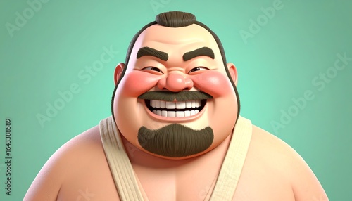 Cartoon Sumo Wrestler Smiling