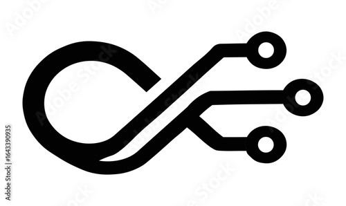 tech infinity logo, abstract technology symbol, modern vector design, futuristic loop, digital branding, minimalist icon, connected lines, innovation emblem, circuit infinity, cyber logo,