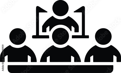 project planning meeting vector icon.