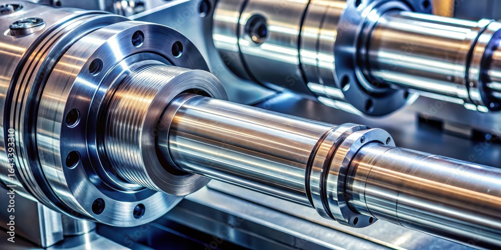 Fototapeta premium CNC machine producing precision shafts with high-quality finish