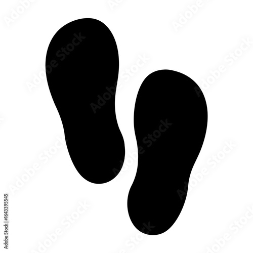 Barefoot footprints on a white background showing a simple path taken