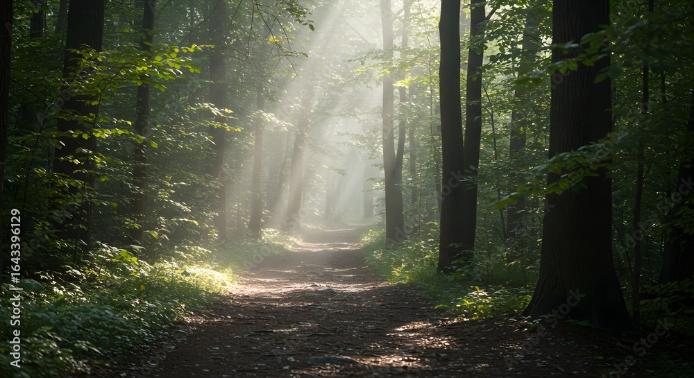 Fototapeta premium Misty morning forest path