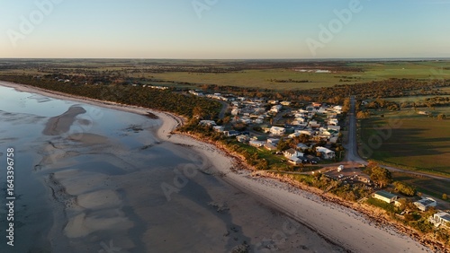 Tableau sur toile Dany Beach, Corny Point, Yorke Peninsula, South Australia: Aerial View of Coasta