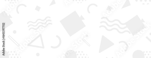 White geometric background with abstract shapes. The background is minimalist with a smooth white texture and subtle gray accents. Fun memphis pattern background. Gray background vector.