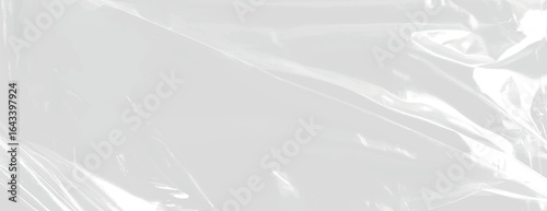 Glossy white background with a smooth, reflective texture. The white background adds a sleek, modern feel to the design. Plastic foil wrap texture background. Gray background vector.