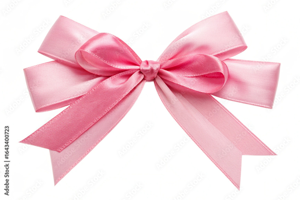 Pink Satin Ribbon Bow Isolated on White Background Pink Satin Ribbon Bow Isolated on White Background