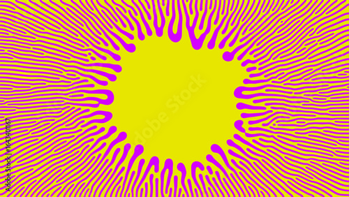 Reaction diffusion flowing design with central circular space surrounded by fluid pattern forming intricate natural texture. Hypnotic flow inspired by natural biological structures. Vector background