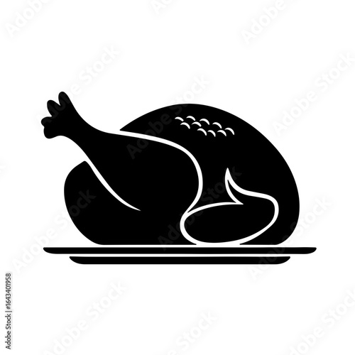 simple vector baked turkey clipart, icon