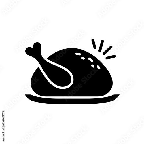 simple vector baked turkey clipart, icon