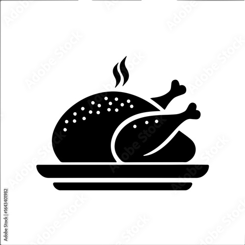 simple vector baked turkey clipart, icon