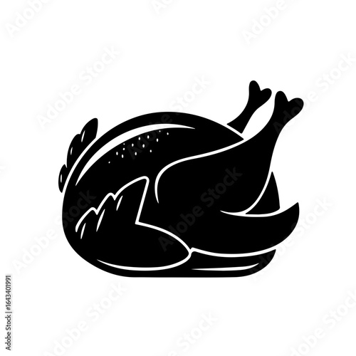 simple vector baked turkey clipart, icon