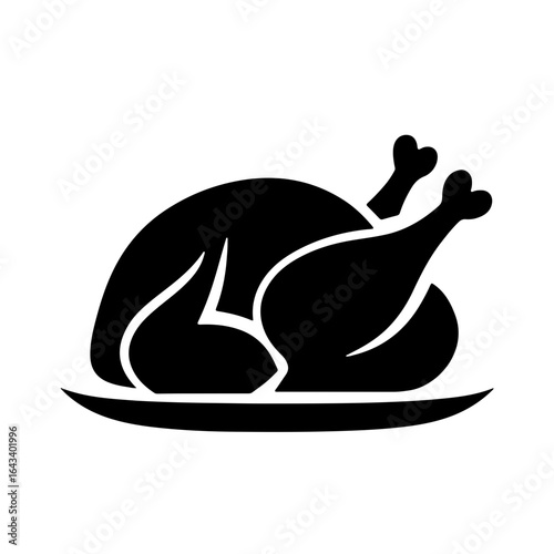 simple vector baked turkey clipart, icon