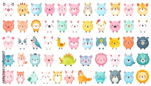 Cute cartoon animals collection