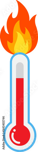 Thermometer with flames showing extreme heat vector illustration