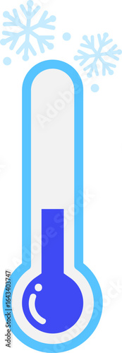 Winter thermometer with snowflake icon showing cold temperature