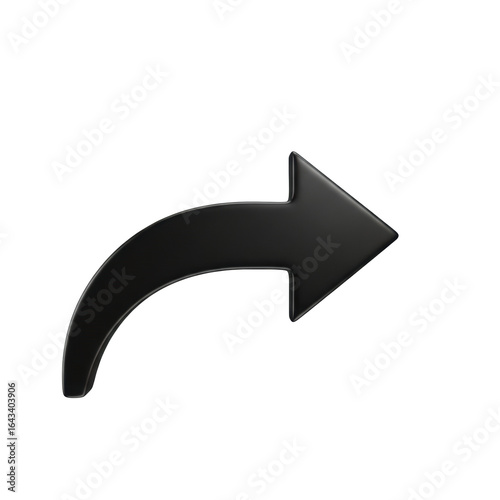 Free Download A sleek, three-dimensional black arrow, gently curved into an elegant arc with its arrowhead pointing left, featuring a matte finish, centrally placed on a pristine transparent background with uniform - GFXLoad