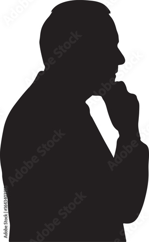 Man Thinking Silhouette Side Profile Vector Illustration

