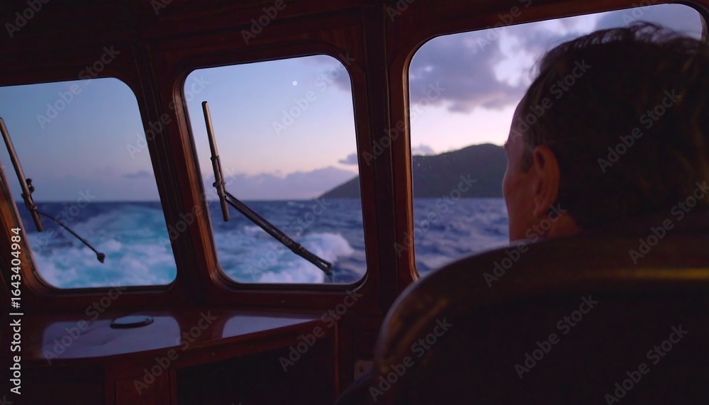 Fototapeta premium Person watching sunset from boat