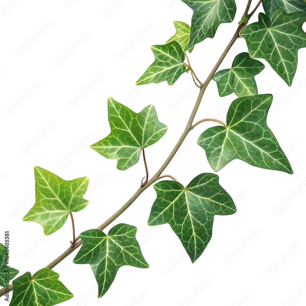 Naklejka premium Green ivy vine branch with variegated leaves isolated on transparent background