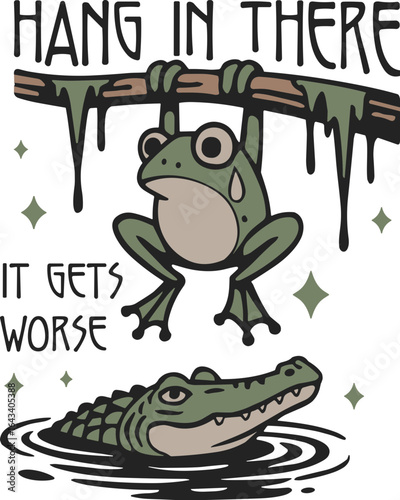 Hang in There, It Gets Worse svg, frog and crocodile svg