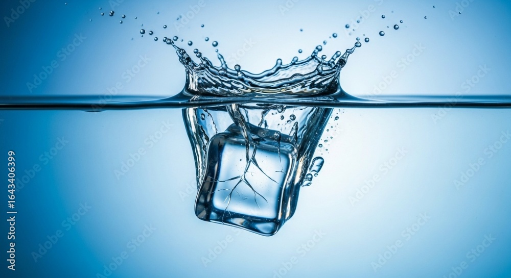 Obraz premium Ice Cube Splash in Water - High-Speed Photography.