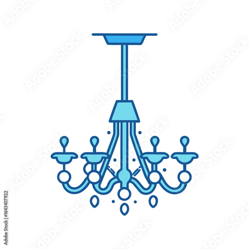 Elegant blue chandelier illustration with a modern design