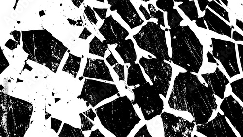 Abstract grunge texture of cracks and fragments. Vector background of shattered glass, broken mirror, or cracked dry earth for a distressed effect.