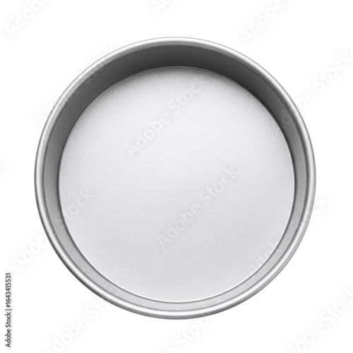 Empty round metal baking pan for cakes