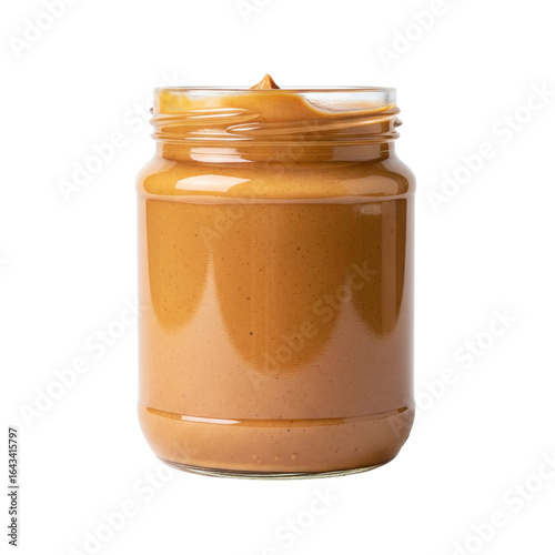 Canvas Print Open jar of creamy peanut butter food spread