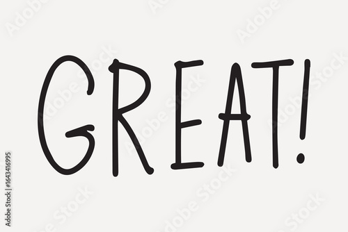 Bold, playful handwritten text saying 'GREAT!', element vector