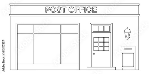 Post office building graphic black white sketch illustration vector