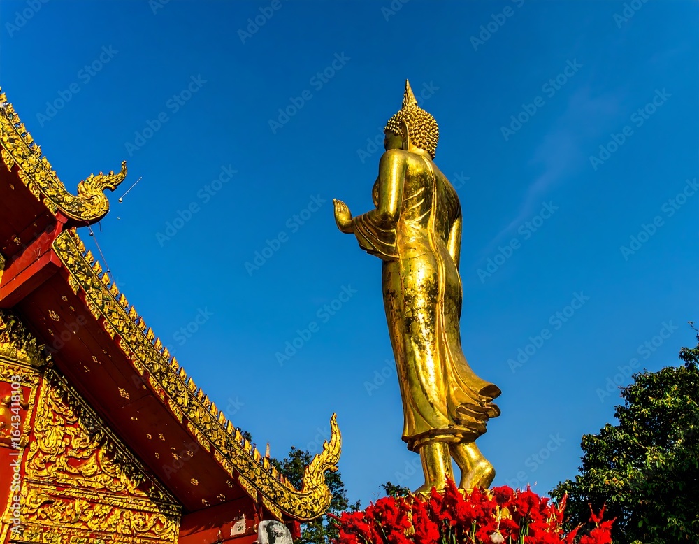 Obraz premium Golden buddha statue outdoors