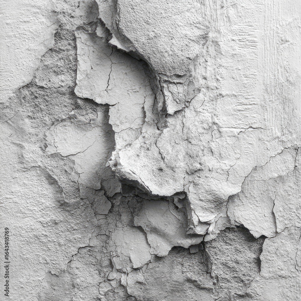 Fototapeta premium Cracked, weathered, light gray wall texture