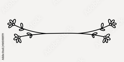 Minimal floral decorative divider illustration, hand drawn vector