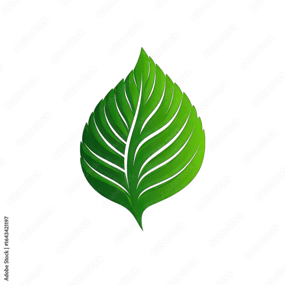 Fototapeta premium Eco-friendly leaf icon, minimal vector style, vibrant green, isolated on white background